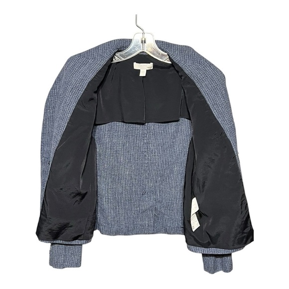 BOSS HUGO BOSS Joia Blazer Check Plaid Double Breasted Boxy Blue Linen Denim 10 - Picture 5 of 12